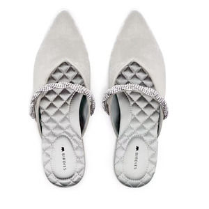 Birdies The Swan Snow Velvet Crystal Bracelet Mule Flats Shoes Size 7